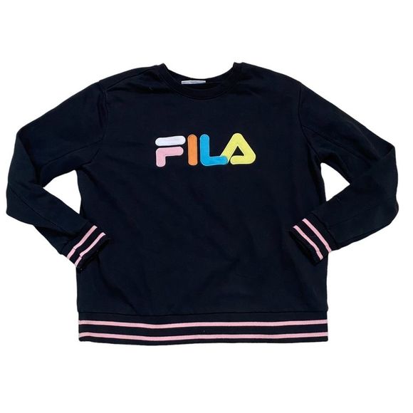 Fila Sweaters - Fila Old School Retro Colorful Logo Pullover Crewneck Sweatshirt Y2K XXL